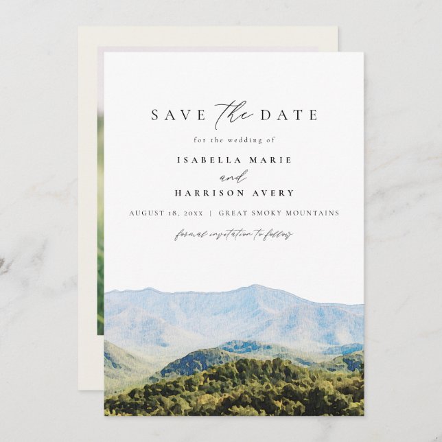 Great Smoky Mountains Destination Save the Date Invitation (Front/Back)