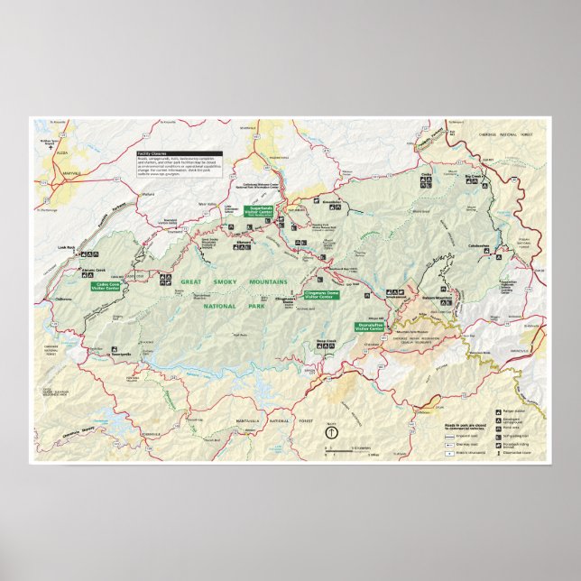 Great Smoky Mountains map poster (Front)