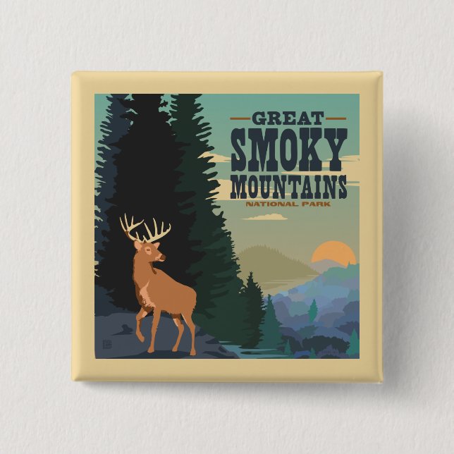 Great Smoky Mountains National Park 15 Cm Square Badge (Front)