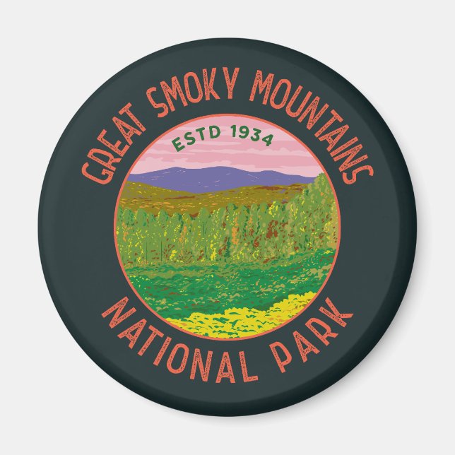 Great Smoky Mountains National Park Art Distressed Magnet (Front)