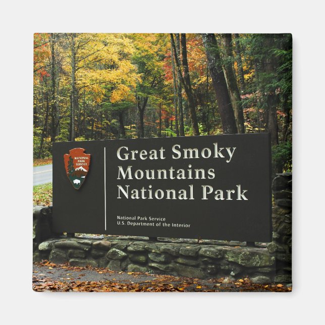 Great Smoky Mountains National Park Autumn Sign Magnet (Front)