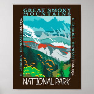  Great Smoky Mountains National Park Distressed  Poster