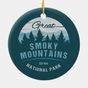 GREAT SMOKY MOUNTAINS NATIONAL PARK HOLIDAY CERAMIC ORNAMENT