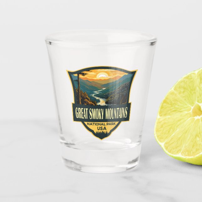 Great Smoky Mountains National Park Illustration Shot Glass (Front)