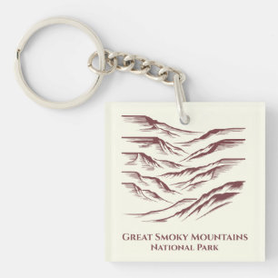 Great Smoky Mountains National Park Line Art  Key Ring