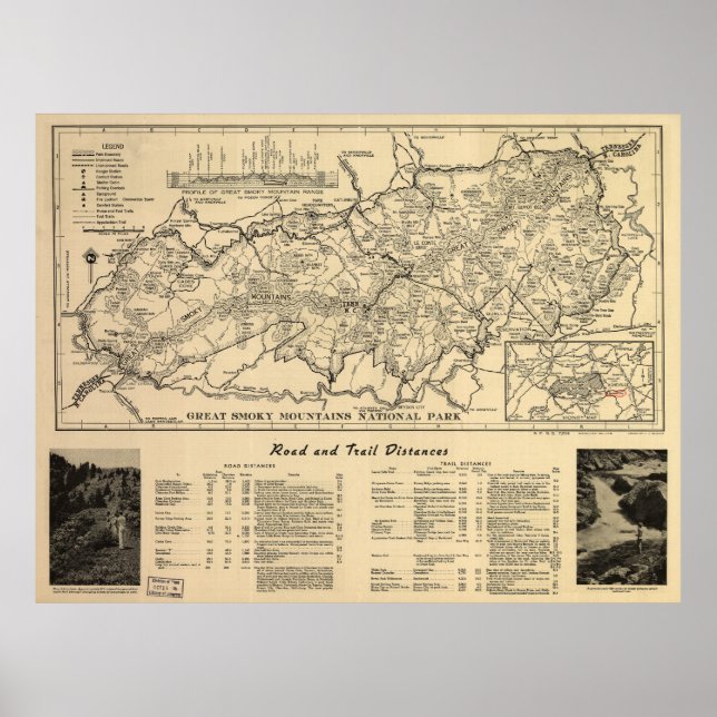 Great Smoky Mountains National Park Map (1941) Poster (Front)