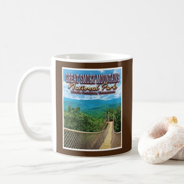 GREAT SMOKY MOUNTAINS NATIONAL PARK - NC - TC COFFEE MUG (With Donut)