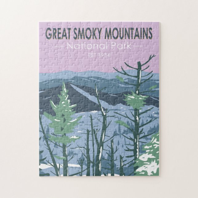  Great Smoky Mountains National Park Retro  Jigsaw Puzzle (Vertical)