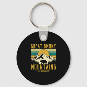 Great smoky mountains national park retro sunset key ring