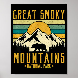 Great smoky mountains national park retro sunset poster