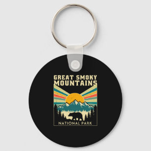 Great smoky mountains national park sunset retro key ring