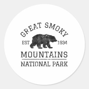 Great Smoky Mountains National Park Tennessee Bear Classic Round Sticker