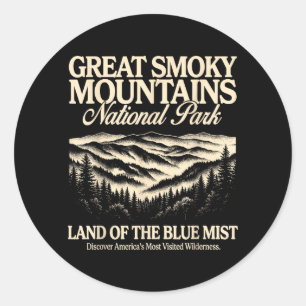 Great Smoky Mountains National Park Vintage Hiking Classic Round Sticker