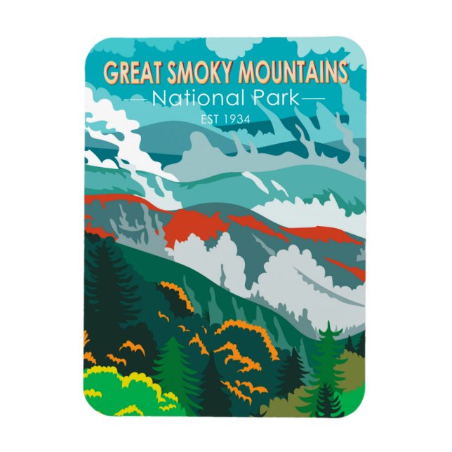  Great Smoky Mountains National Park Vintage Magnet (Vertical)