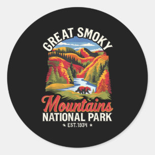Great Smoky Mountains National Park Vintage North Classic Round Sticker