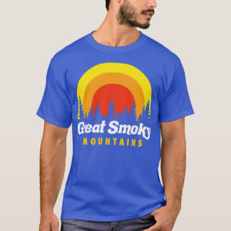 Great Smoky Mountains Retro Trees Sunset T-Shirt