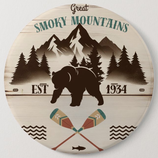 Great Smoky Mountains, TN bear 6 Cm Round Badge (Front)