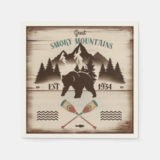 Great Smoky Mountains, TN bear Napkin (Front)