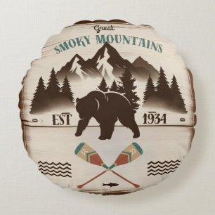 Great Smoky Mountains, TN bear Round Cushion