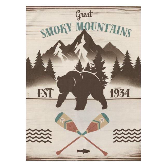 Great Smoky Mountains, TN bear Tablecloth (Front)