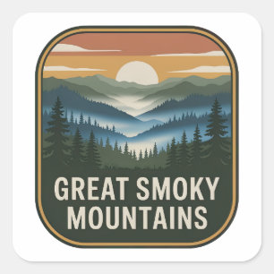 Great Smoky Mountains Vintage Park Badge Square Sticker