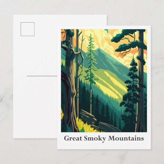Great Smoky Mountains Vintage Travel Illustration Postcard (Front/Back)