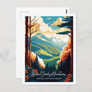Great Smoky Mountains vintage travel illustration Postcard