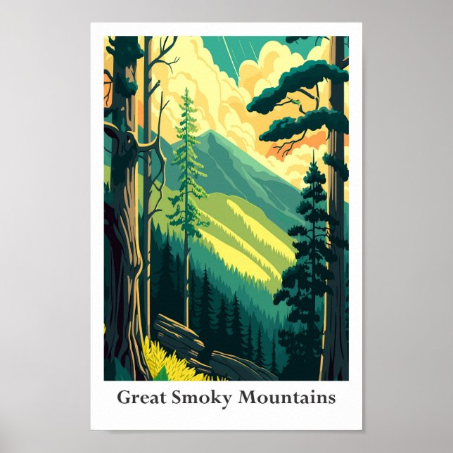 Great Smoky Mountains Vintage Travel Illustration Poster (Front)