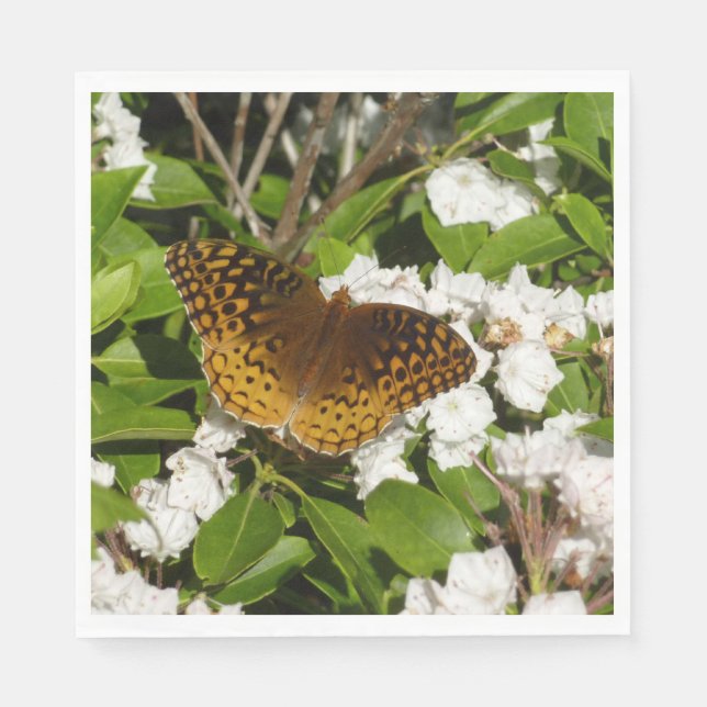 Great Spangled Fritillary on Mountain Laurel Napkin (Front)