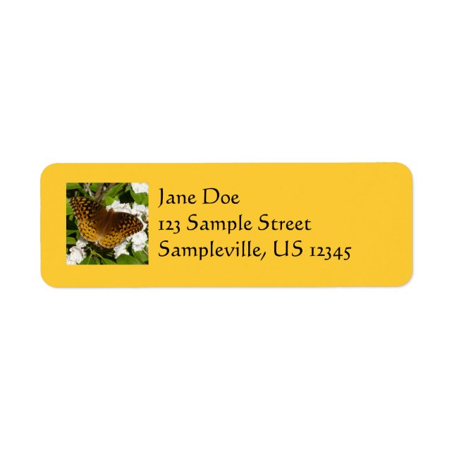 Great Spangled Fritillary on Mountain Laurel Return Address Label (Front)