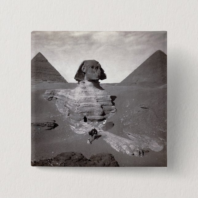 Great Sphinx & Giza Pyramids Necropolis Egypt 15 Cm Square Badge (Front)