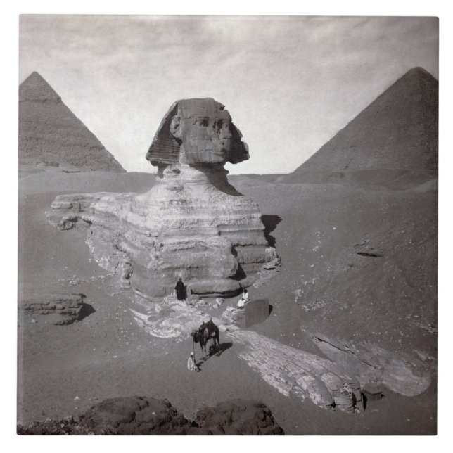 Great Sphinx & Giza Pyramids Necropolis Egypt Ceramic Tile (Front)
