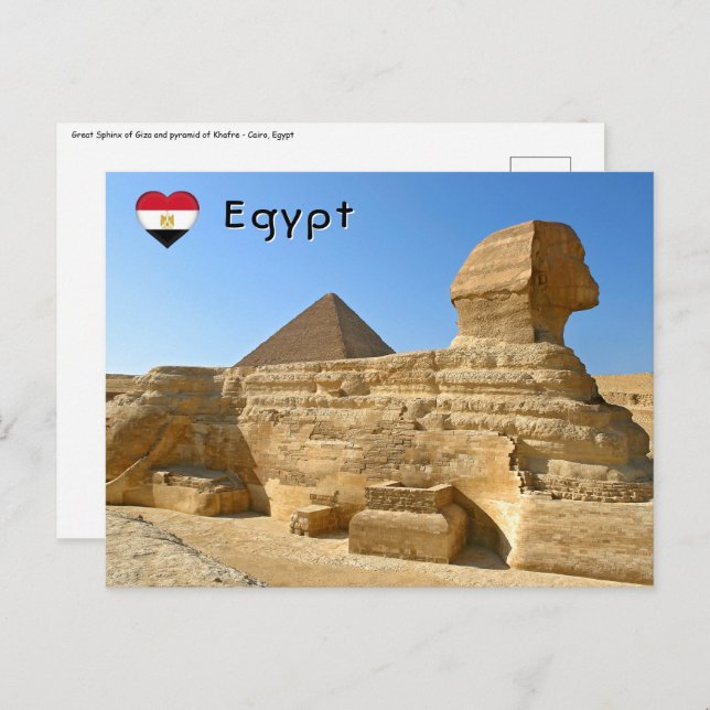 Great Sphinx of Giza with Khafre pyramid - Egypt Postcard (Front/Back)