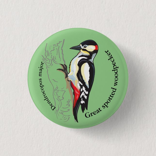great spotted woodpecker 3 cm round badge (Front)