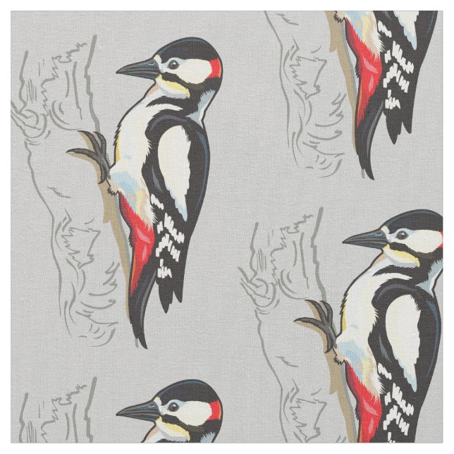 great spotted woodpecker fabric (Close Up)