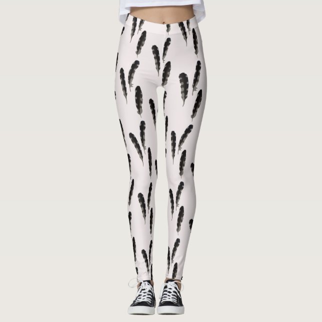Great Spotted Woodpecker Feathers Pattern Legging (Front)