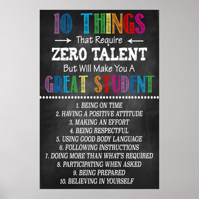 Great Student Classroom Printable Poster (Front)