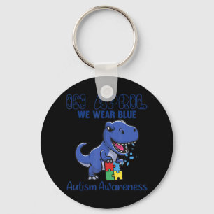 Great T-Rex In April We Wear Blue Autism Awareness Key Ring