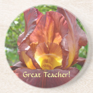 Great Teacher! drink coasters Glowing Iris Flowers