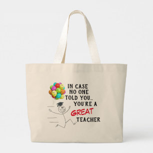 “Great Teacher” Large Tote Bag