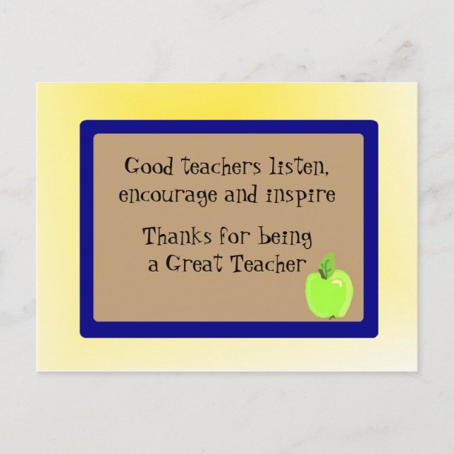 Great Teacher Thank You Postcard (Front)
