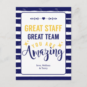 Great Team Great Staff Thank You Sign Employee Postcard