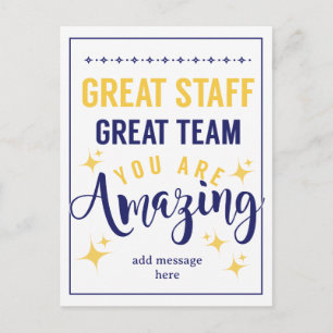 Great Team Great Staff Thank You Sign Employee Postcard