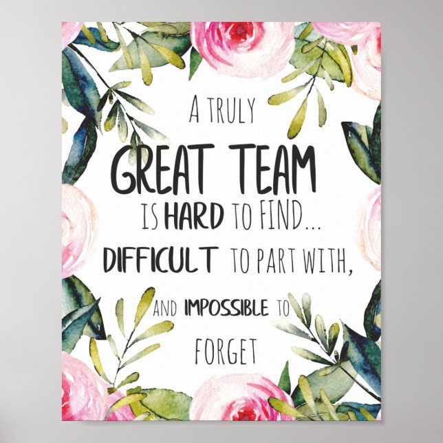 Great Team thank you gift Amazing team quote Poster (Front)