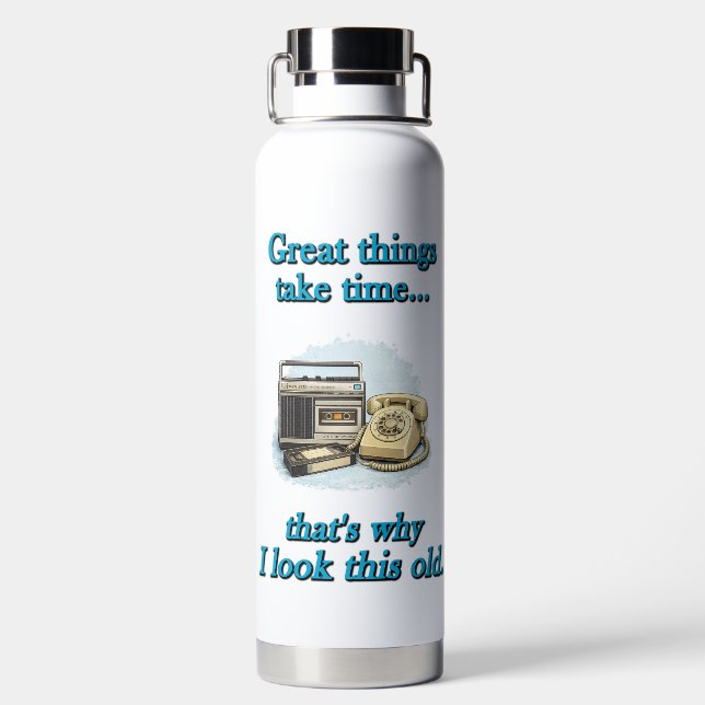 Great things take time water bottle (Back)