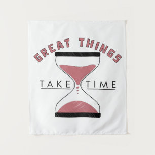 Great things time motivational quote tapestry