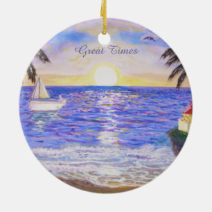 Great Times at the Beach Ceramic Ornament