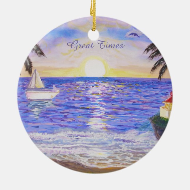 Great Times at the Beach Ceramic Ornament (Back)