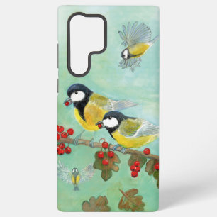 Great Tit Birds, Red Robin & Hawthorn Berries Samsung Galaxy Case