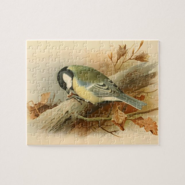 Great Tit by Lord Lilford, Birds Illustration Jigsaw Puzzle (Horizontal)